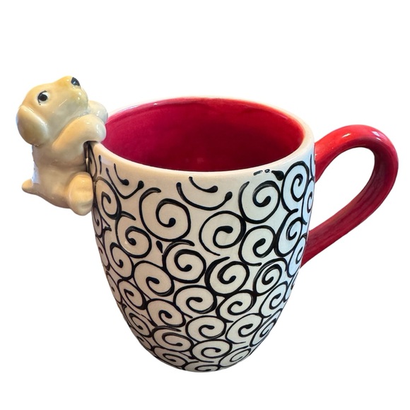 Hand painted Black and White Coffee Mug with Puppy Companion - Picture 2 of 6